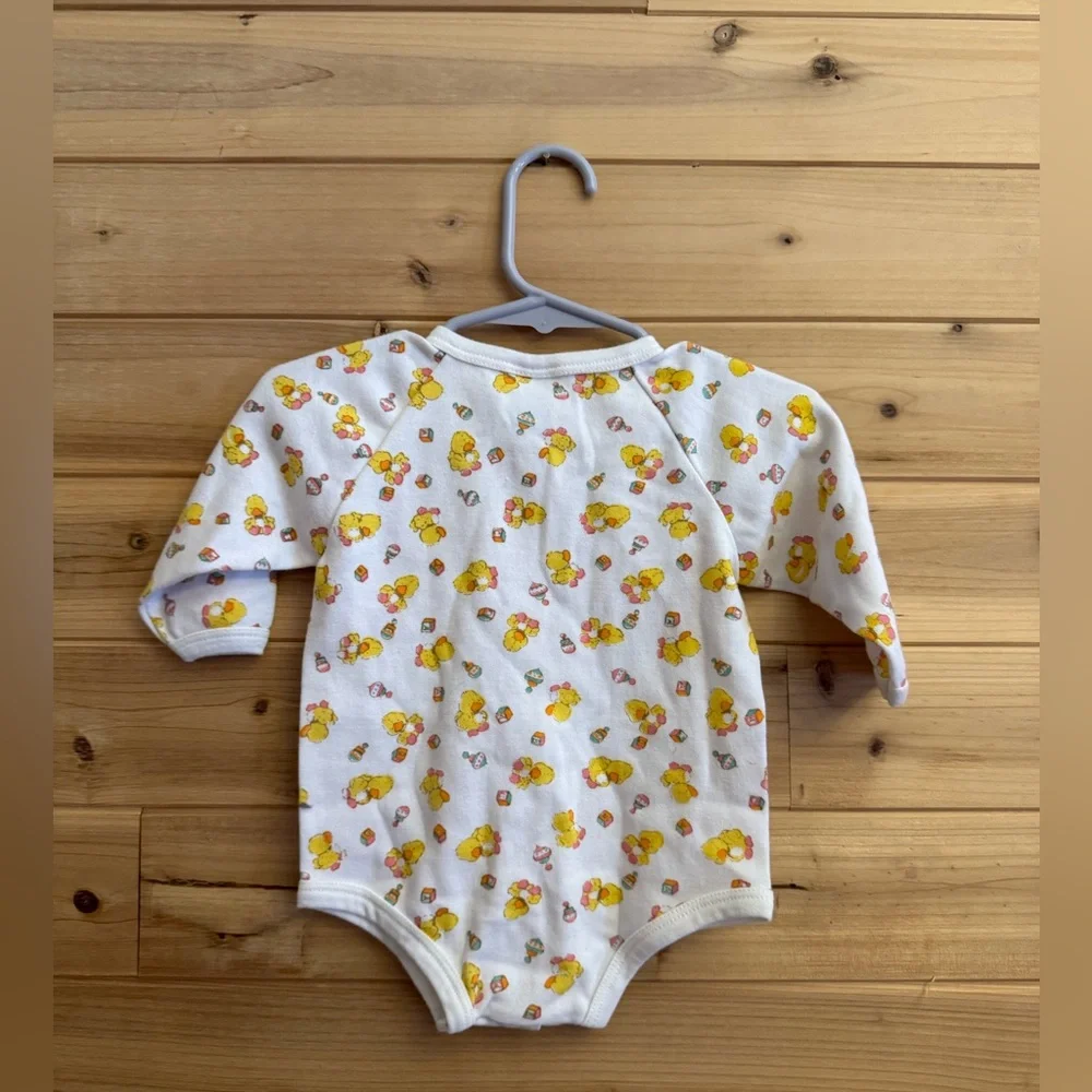 Vintage 6-12 Months Baby Retro Yellow Duck Footie Bodysuit Bundle